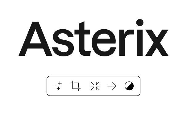 Asterix wordmark and editing controls