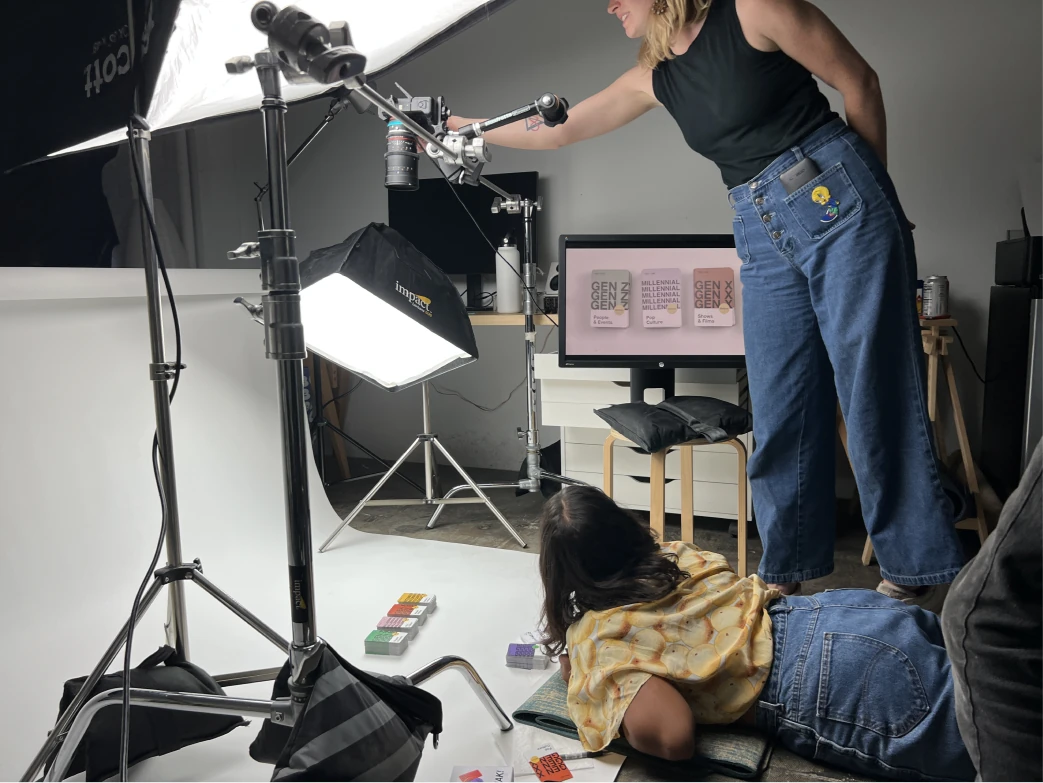 A GENSMAK! product photo shoot in progress